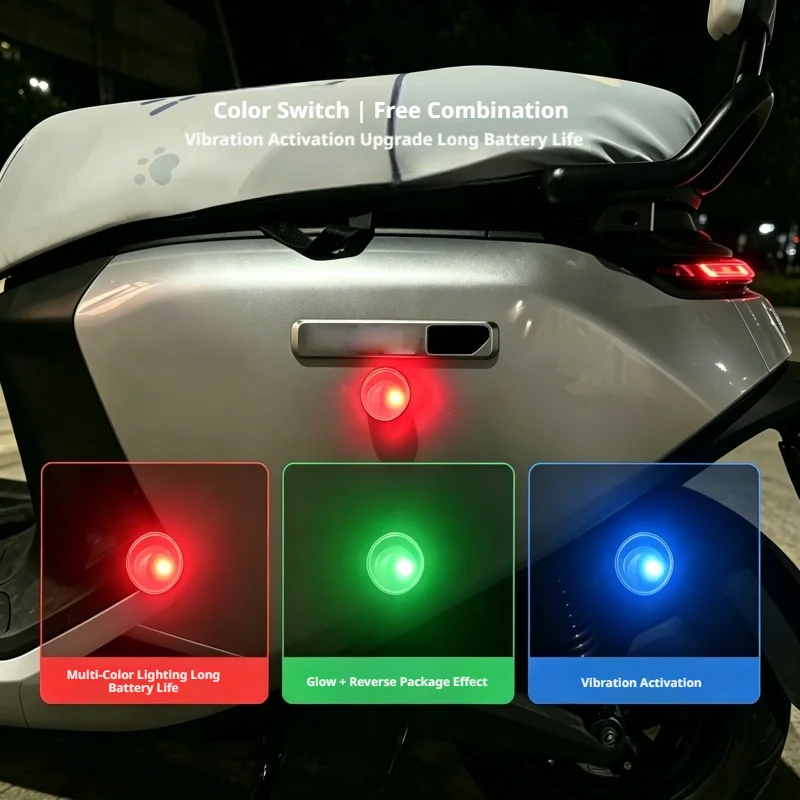 SEAMETAL Universal Motorcycle LED Warning Light Waterproof Auto Vibration Activation Multi-Color Glow-in-the-Dark LED Light