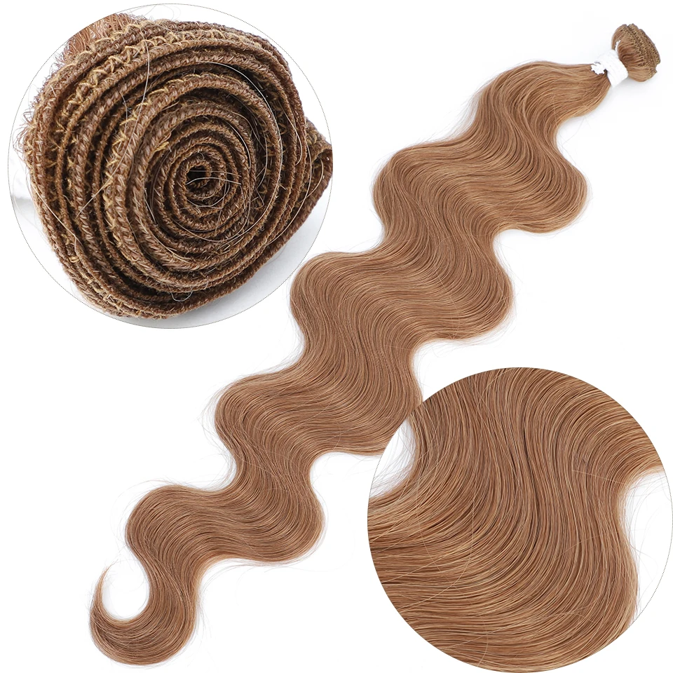 Brązowe Ombre pasma włosów typu Body Wave fortepian blond naturalne syntetyczne doczepy do włosów Ombre gruby kucyk luźne głębokie tkanie włosów