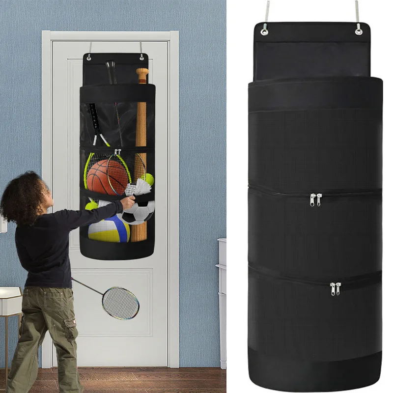 FM Garage Over The Door Hanging Sports Equipment Organizer for Basketball Football Volleyball Tennis