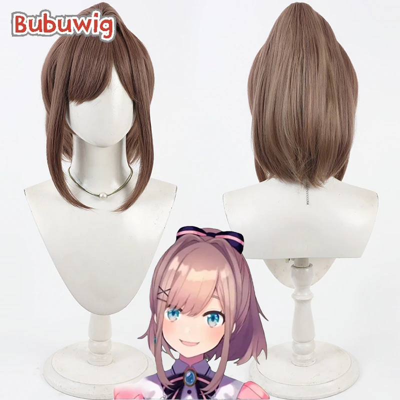 

Bubuwig Synthetic Hair Suzuhara Lulu Cosplay Wigs Anime Virtual YouTuber Suzuhara Lulu Short Brown Ponytail Wig Heat Resistant