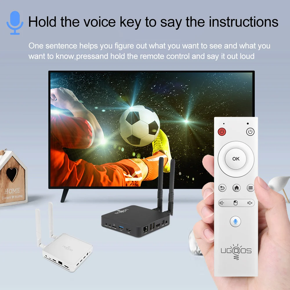 Ugoos-controle remoto para tv box am7, am6b plus, x3, x4 pro plus, android tv box, google voz tv box