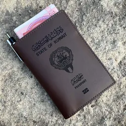 Handmade Genuine Leather Passport Holder Kuwait The State of Kuwait Passport Cover Customized Leather Passport Holder