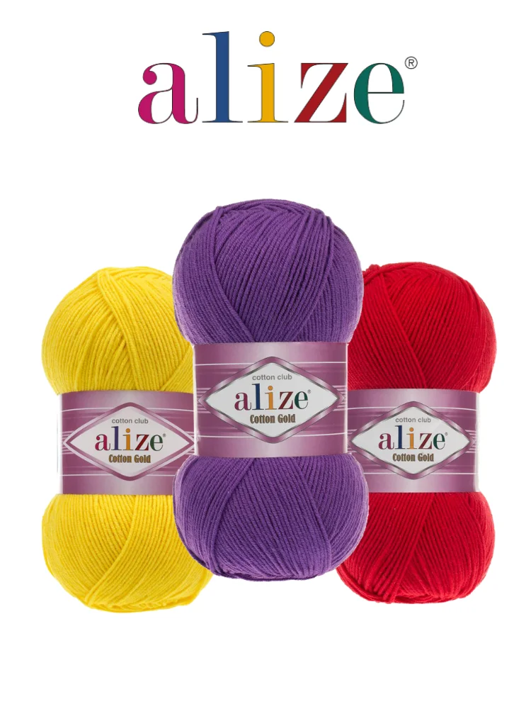 Cotton hand-knitted yarn-58 color options 330 meters (100gr) hand knitting yarn ball + Alize cotton Gold-blanket-scarf-doll