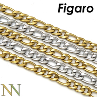 10 Pieces x Stainless Steel Figaro Necklace Gold Color Wholesale Cuban Link Chain Necklace for Women Men