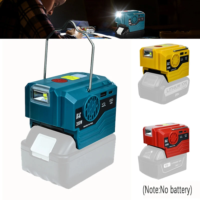 Nuovo aggiornamento Inverter di potenza portatile 120-220V Inverter per batteria al litio Mobile da esterno per batteria Makita/DeWalt/ 18V 20V