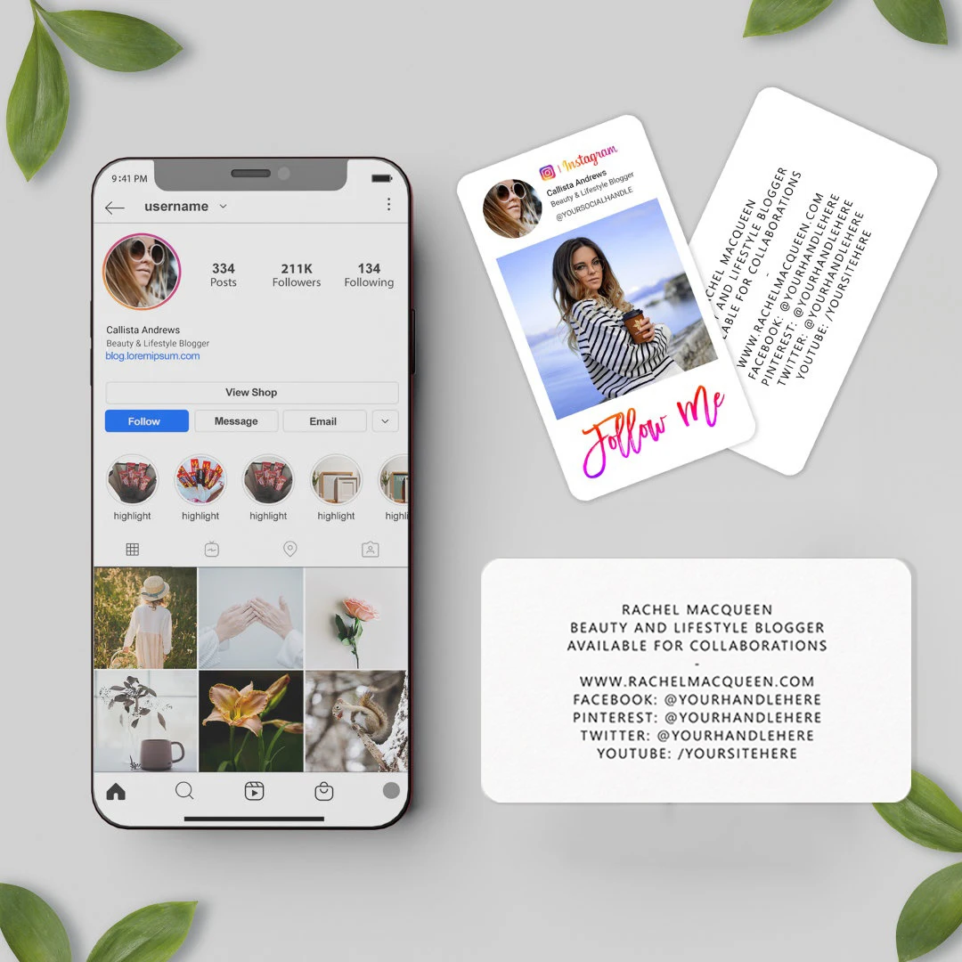 Minimalist Professional Photo Thank You Card With QR Code Square and Social Media Custom Instagram Influencer Vlogger Photo Card