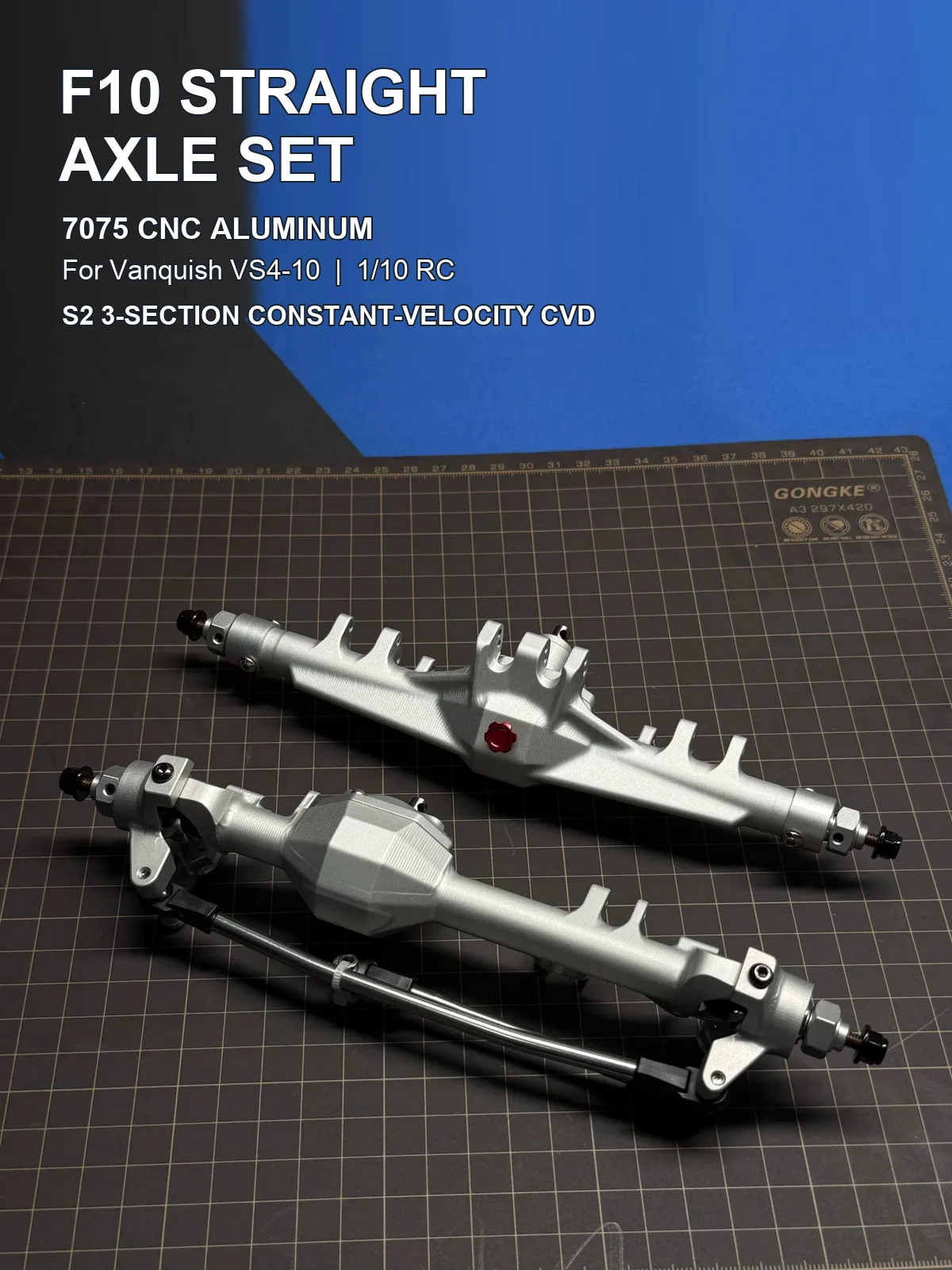 7075 CNC Aluminum F10 Straight Axle Set for Vanquish VS4-10 Phoenix Fordyce Origin Pro 1/10 RC Crawler, S2 3-Section CVD, 8/30T