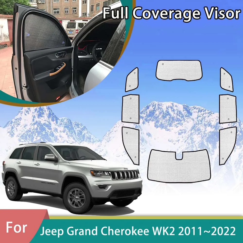 For Jeep Grand Cherokee WK2 WK 2011~2022 Car Full Coverage Sunshades Anti-UV Auto Accessories Window Decoration 2012 2018 2020