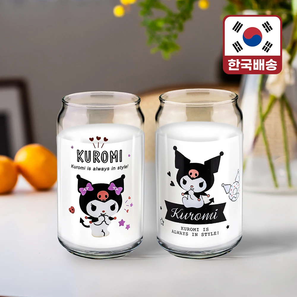 (LETO) Leto kuromi can glass Sanrio Kuromi Can Glass Cup 2P Set House Gift Beer Mug Hyper Glass