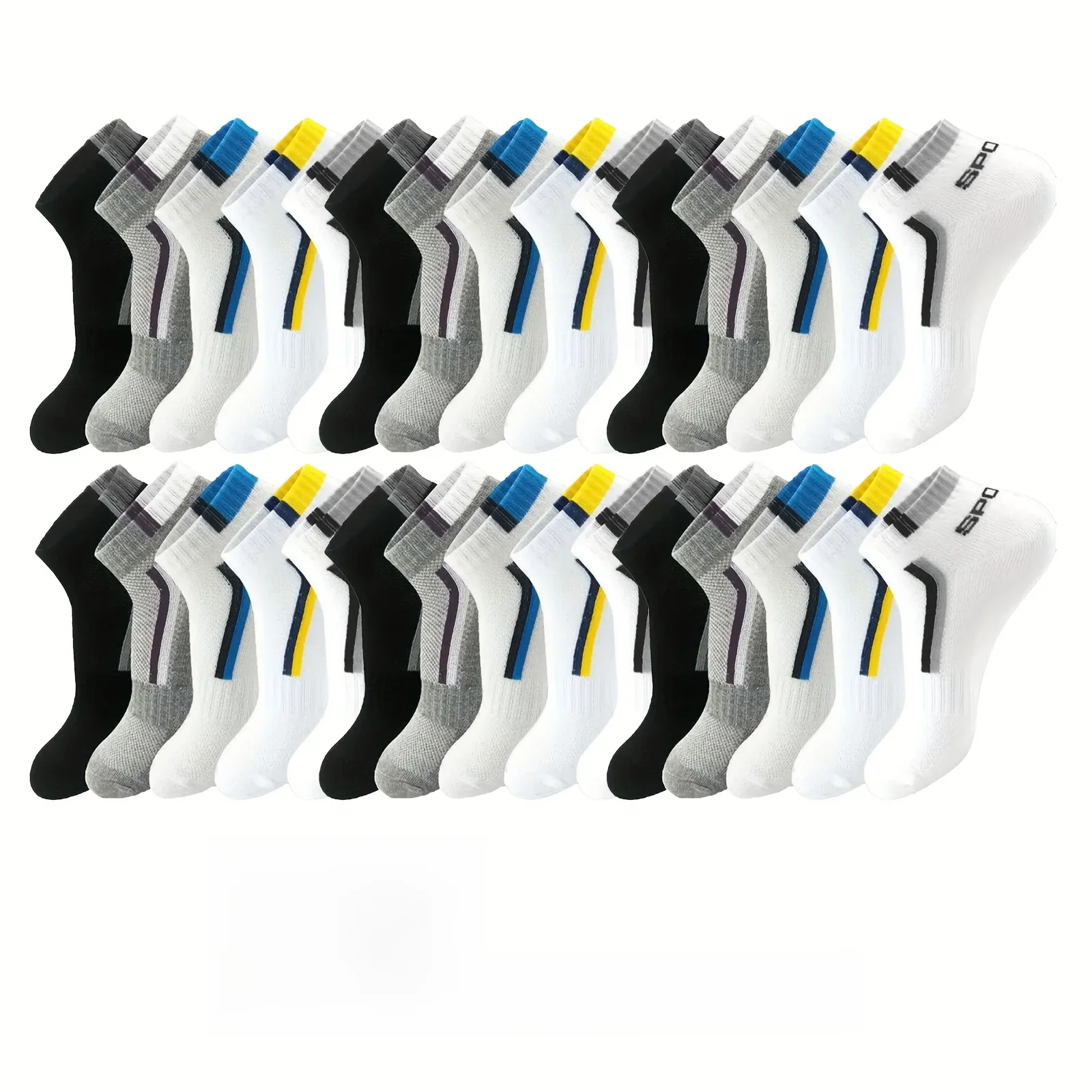 5/10/20/30 paires de chaussettes de cheville à motif de rayures simples, confortables, respirantes, douces, absorbant la sueur, pour hommes, vêtements d'extérieur