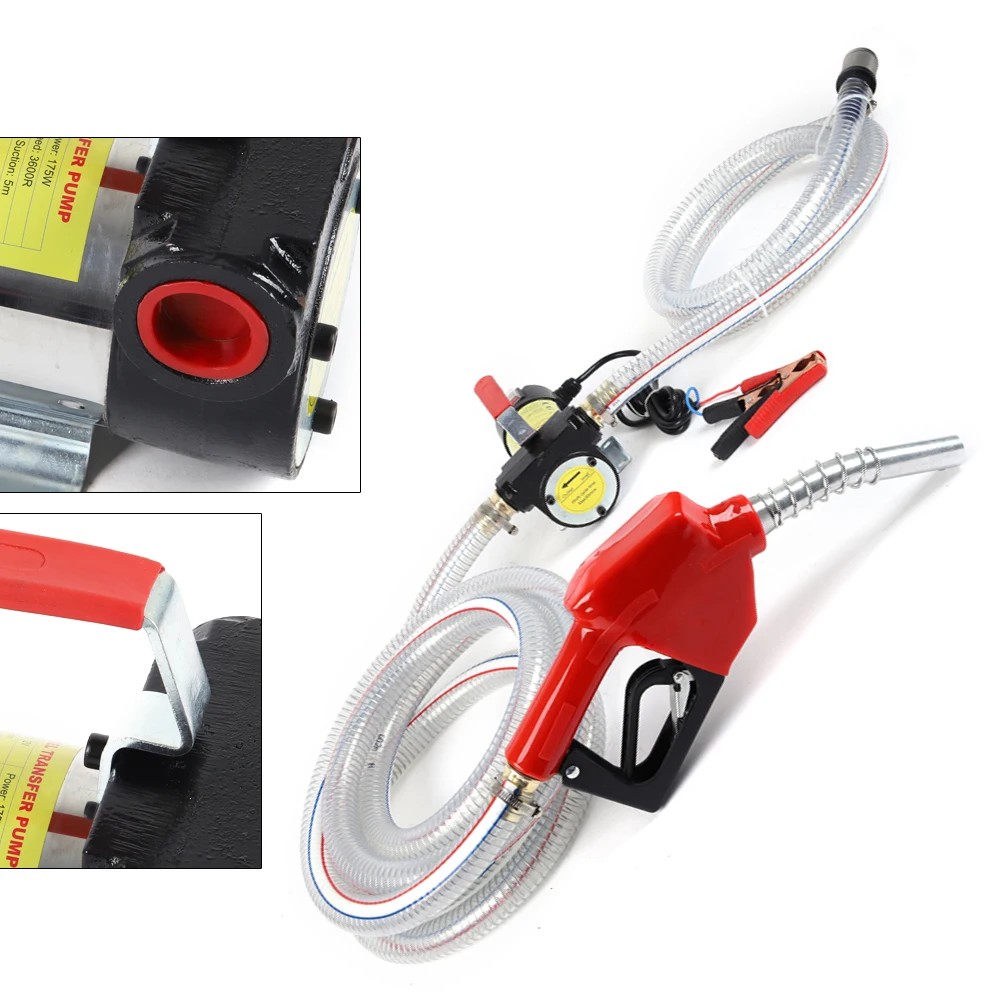 12V DC Electric Fuel Transfer Pump Diesel Kerosene Oil Commercial Auto Portable Self-priming Diesel Pump for Pumping Water