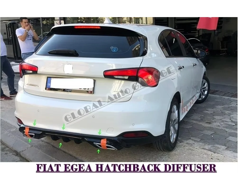 Für Fiat Tipo Schrägheck 2015 2016 2017 2018 2019 2020 Diffusor-Verlängerung Heckstoßstangen-Anbauteil Auto-Styling Sportauspuff