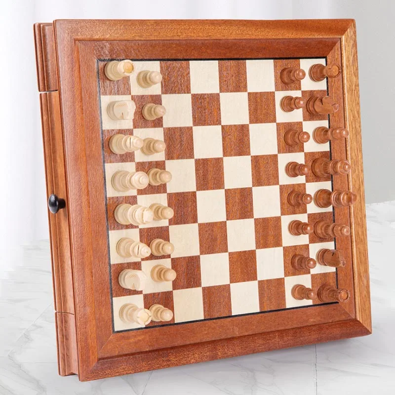 High-end large Retro Chess Ornaments Set for Chess Solid Wood Chessboard Children's Student Beginner Competition