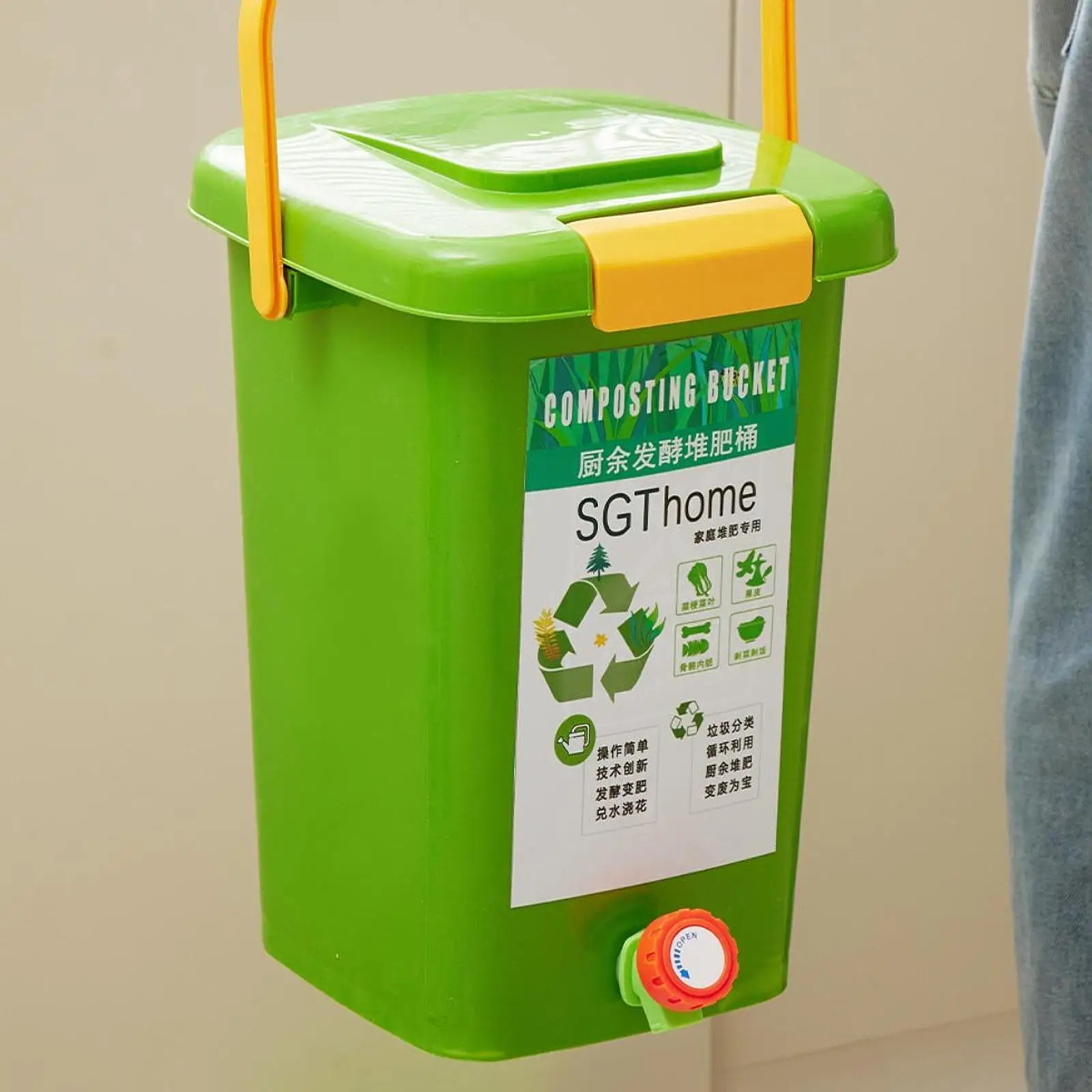Indoor Compost Bin Portable with Lid Fermentation Tank Composting Container Compost Bucket for Farm Kitchen Yard Outdoor Orchard