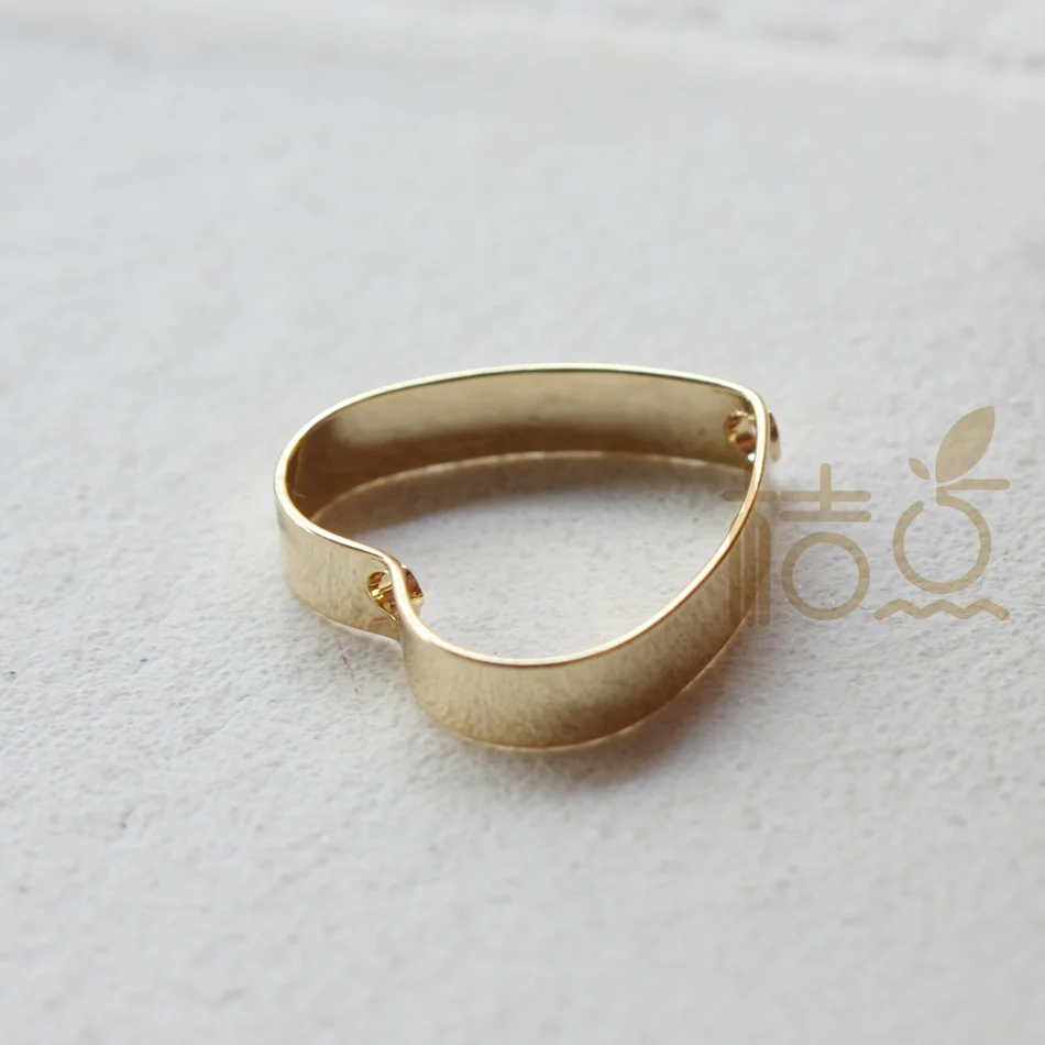 DIY Supply-Premium Plated Brass Finding Two Holes Spacer - Heart - Bead Frame - 14x3mm (4325C-F-329)