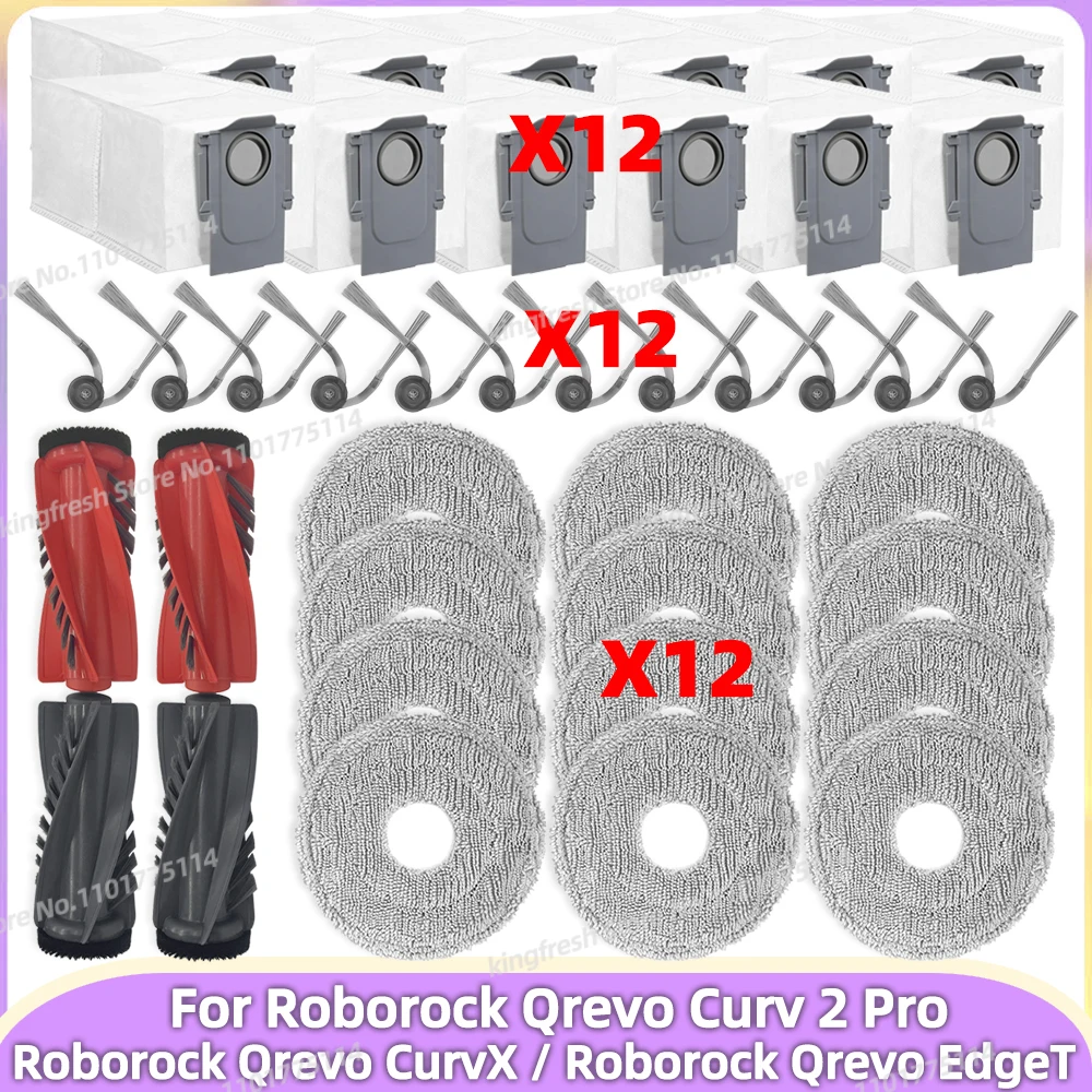 Fit For ( Roborock Qrevo CurvX / Roborock Qrevo EdgeT / Roborock Qrevo Curv 2 Pro ) Parts Brush Filter Mop Cloth Bag