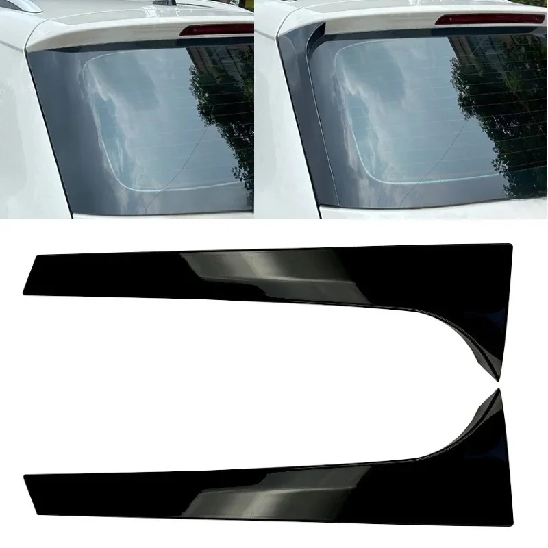 2 sztuk dla Skoda Kodiaq tylne okno samochodu Spoiler boczne skrzydło pokrywa wykończenia ABS czarny błyszczący — zdjęcie 2
