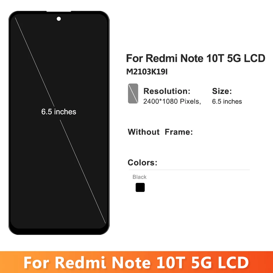 AMOLED For Xiaomi Redmi Note 10T 5G LCD With Frame M2103K19Y