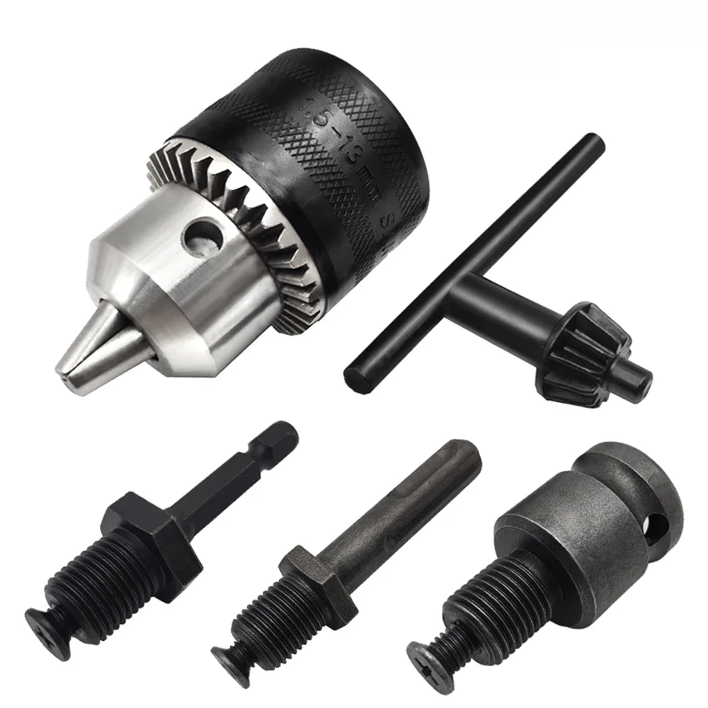 Mandrin de perçage de 1.5 à 13mm, embouts de pilote d'impact à montage 1/2-20UNF, tige hexagonale de Conversion de mandrin/adaptateur carré à douille SDS-Plus avec clé de mandrin