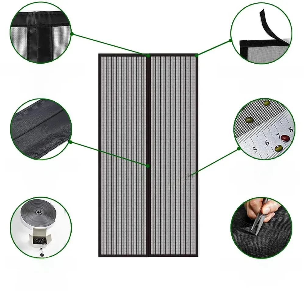 Rideaux d'été Anti-moustiques, filet magnétique, maille pour porte, 120x210cm/120x250cm/140x240cm, grande taille