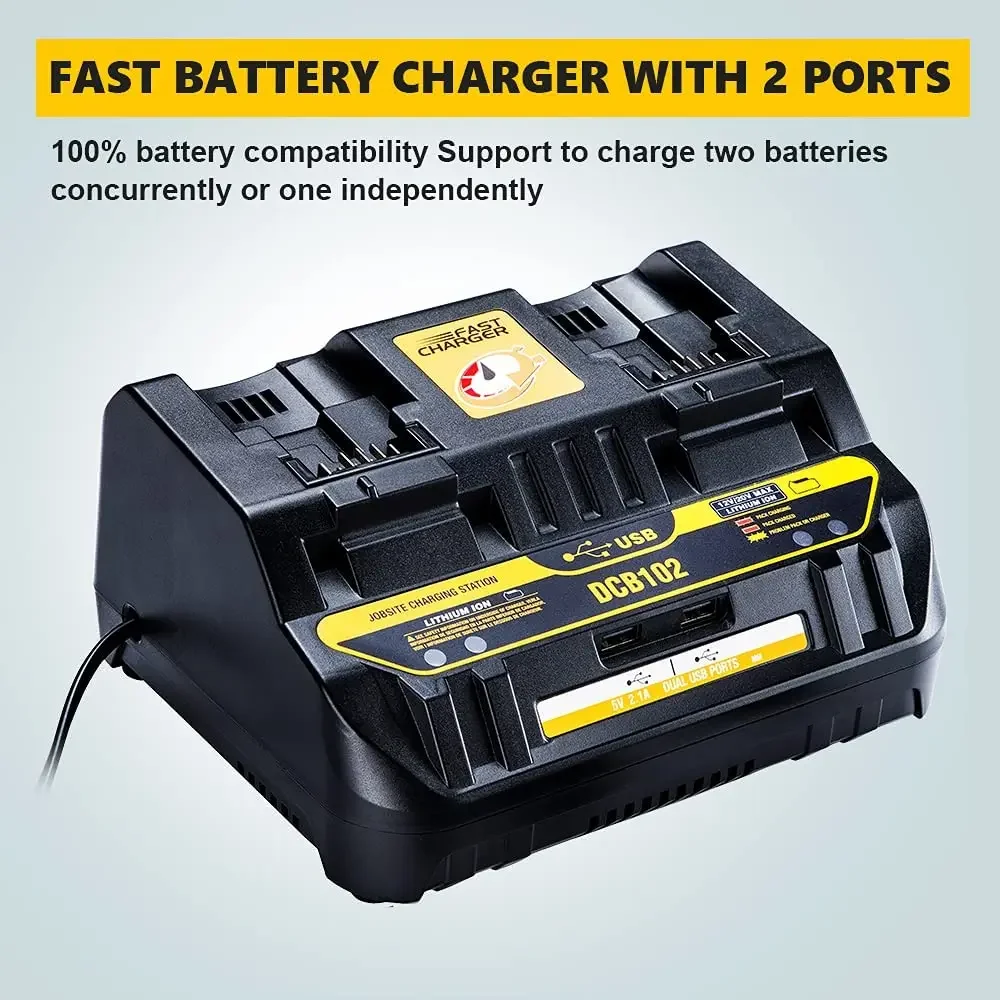 USB port 5V For Dewalt 12V 14.4V 18V Dcb101 Dcb200 Dcb140 Dcb105 EU US Tool Power charger Dcb102 Double Li-Ion Battery Charger