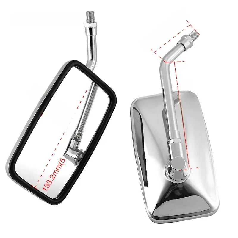 AliExpress NONE Pair Universal Rectangle Motorcycle Rearview Mirrors 10mm Chrome retrovisor  moto mirror moto For Honda Motorbike Scooter E-Bike