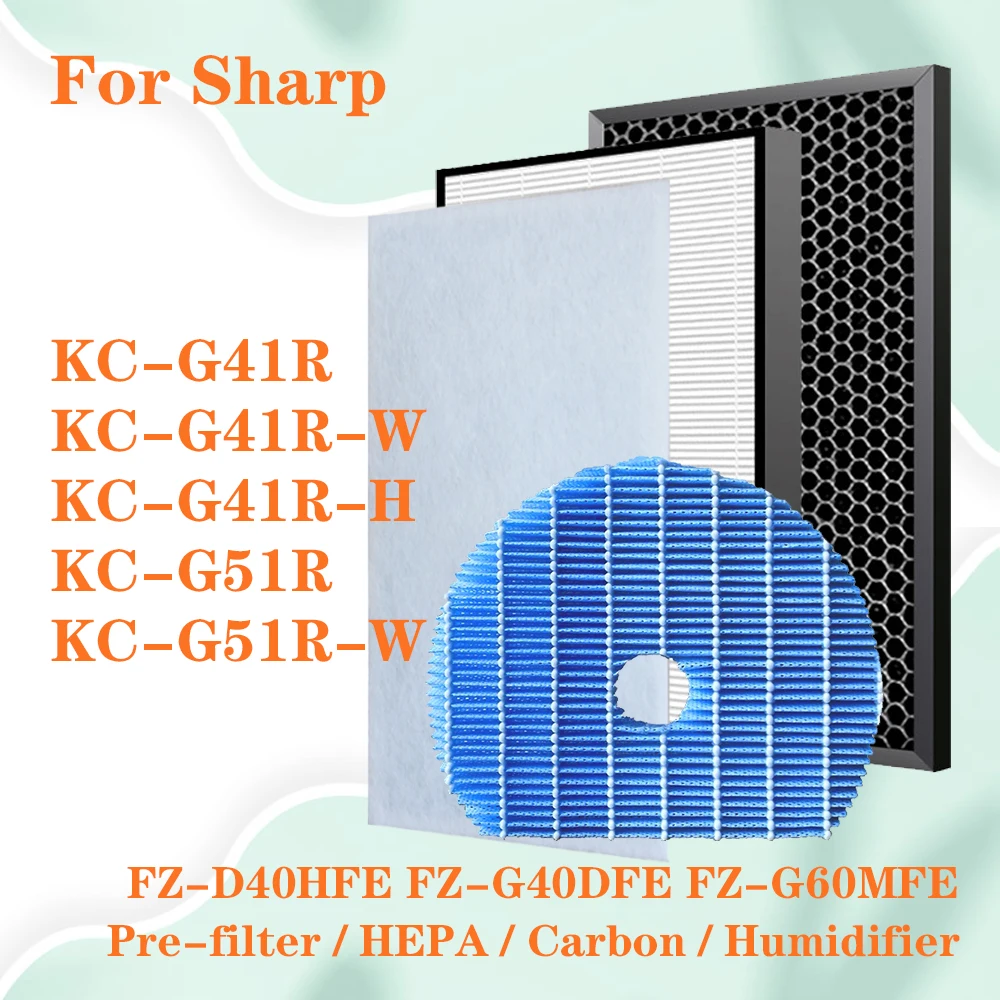 FZ-D40HFE FZ-G40DHFE FZ-G60MFE for Sharp KC-G41R KC-G41R-W KC-G41R-H KC-G51R-W Air purifier Hepa Carbon Humidifying Filter