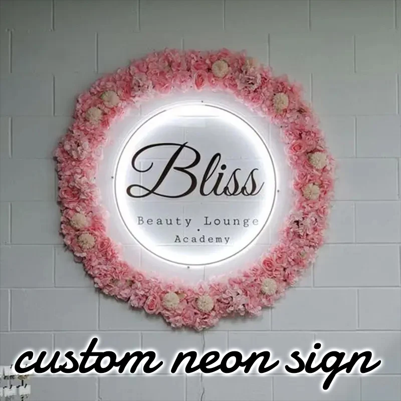 Bisnis Tanda Neon Akrilik Kustom Merek Logo Kantor Pintu Dinding Tanda 3D Kustom Plak Rambut Studio Salon Kecantikan Drop Pengiriman