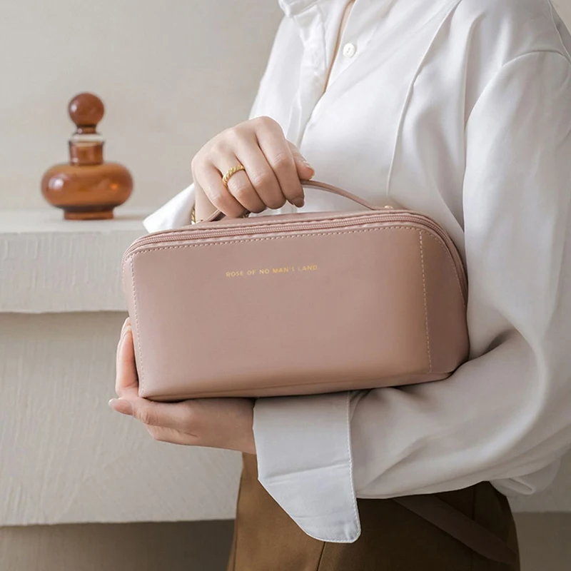 Borsa cosmetica da viaggio grande per donna organizzatore di trucco in pelle borse da toilette femminili organizzatore di articoli da toeletta