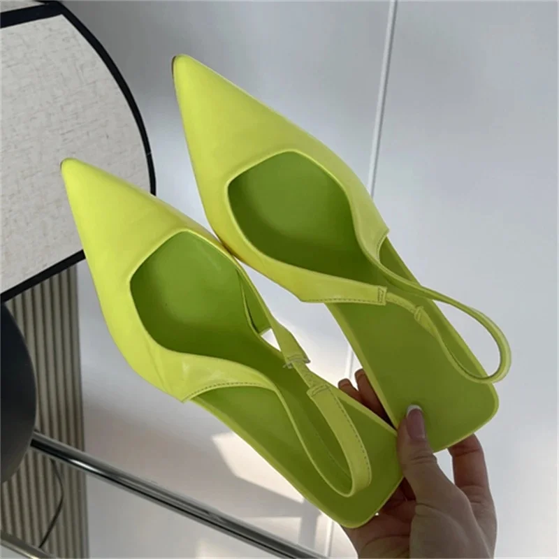 Eilyken grande taille 43 couleur fluorescente femmes pompes Mule chaussures élégantes Slingbacks bout pointu décapant sandales de bal