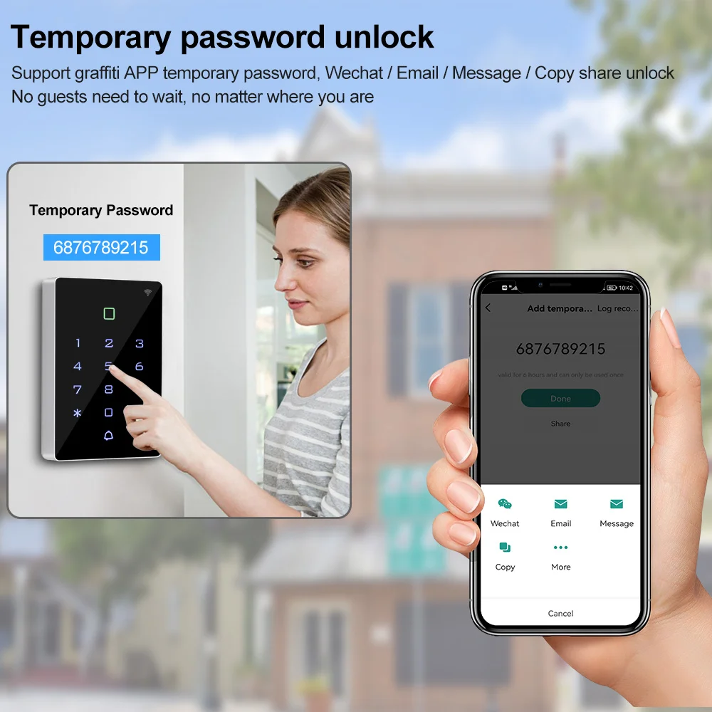 WiFi Tuya APP Access Control Keypad Waterproof RFID Keyboard Controller Reader Touch Backlight Door Opener WG26 Output Alarm