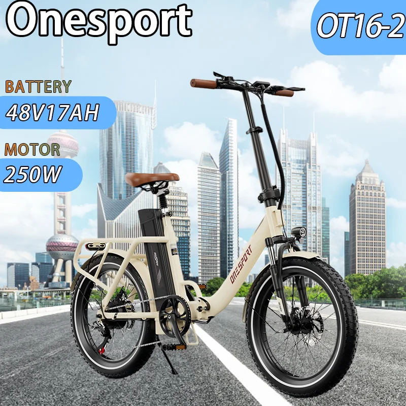 Image of Onesport OT16-2 Elektrofahrrad 48V250W Hinterradnabenmotor mit 17Ah Lithium-Akku 20 Zoll Klapprahmen 7-Gang-Schaltung Scheibenbremse E-Bike