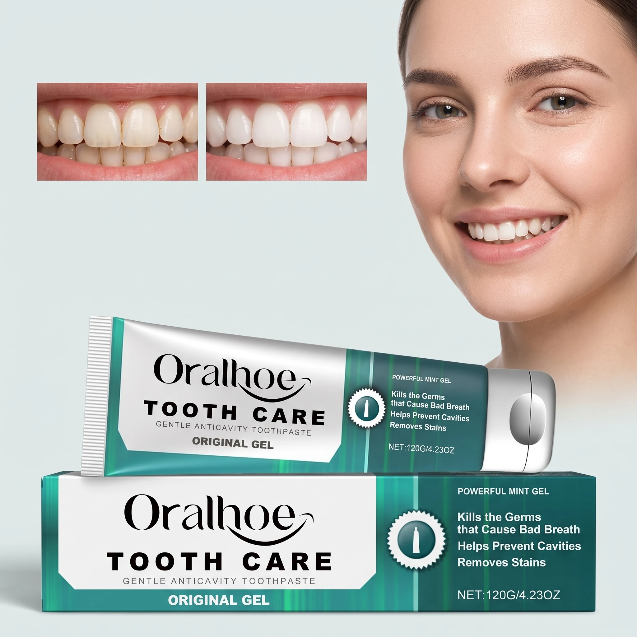 120G Mint Toothpaste Gentle Cleaning Stubborn Stains Restoring Gloss Refreshing Remove Coffee & Tea Stains Gum Care Eliminate Bad Breath Daily Care Dental Tooth Cleaner Gel