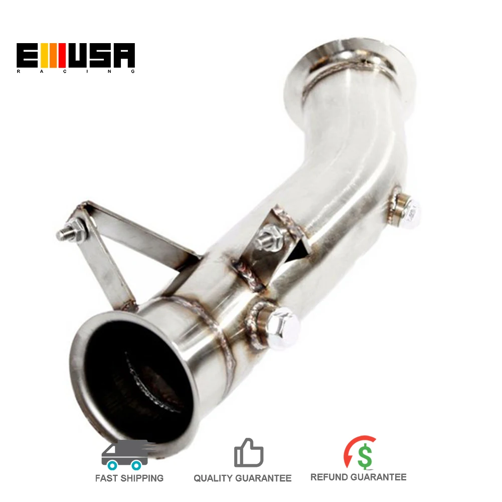 Emusa 3 inch Stainless Steel Exhaust Downpipe Turbo Catless Test Pipe Fit For 2013 2014 2015 BMW 135i