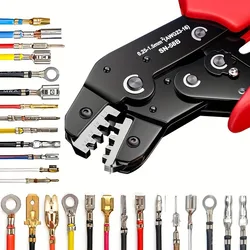 Wire Crimper Tool, Ratcheting Insulated Terminal Crimper for 10 to 22 AWG Wire