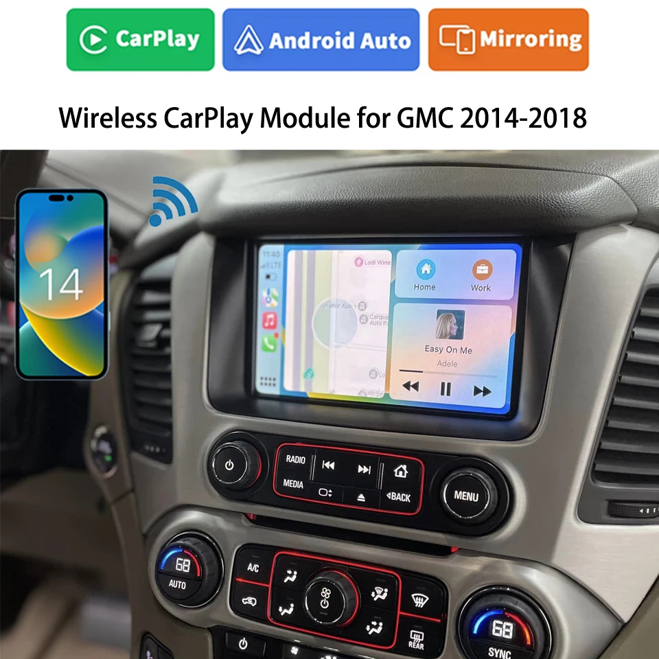 2024 najnowsza mapa Apple GPS CarPlay Android Auto Retrofit do kanionu GMC Yukon Sierra 2014-2018 OEM samochodowe Multimedia Infotainment