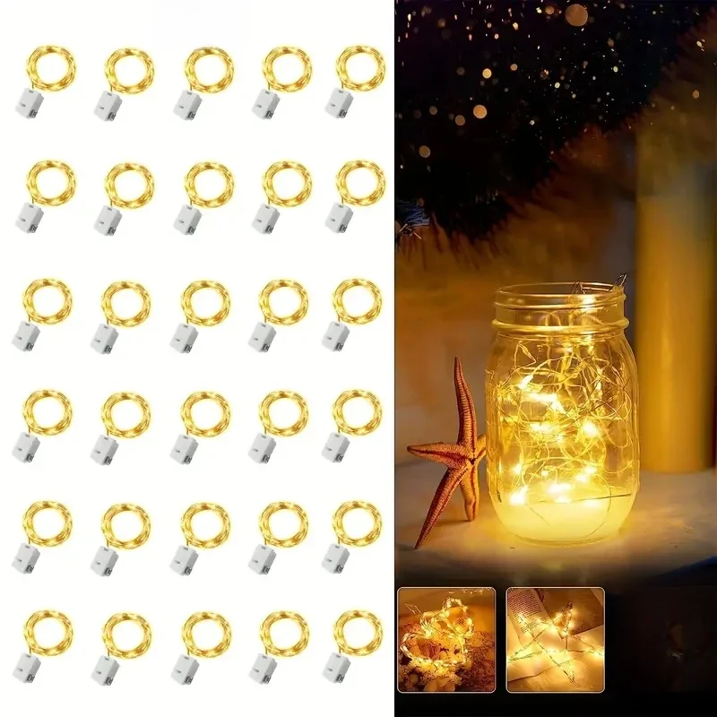 30 Packungen Märchenlampe, batteriebetrieben, Lichterkette, 20 LEDs, Mini-Lichterkette, wasserdicht, für Hochzeit, Party, DIY, Schlafzimmer, Dekoration