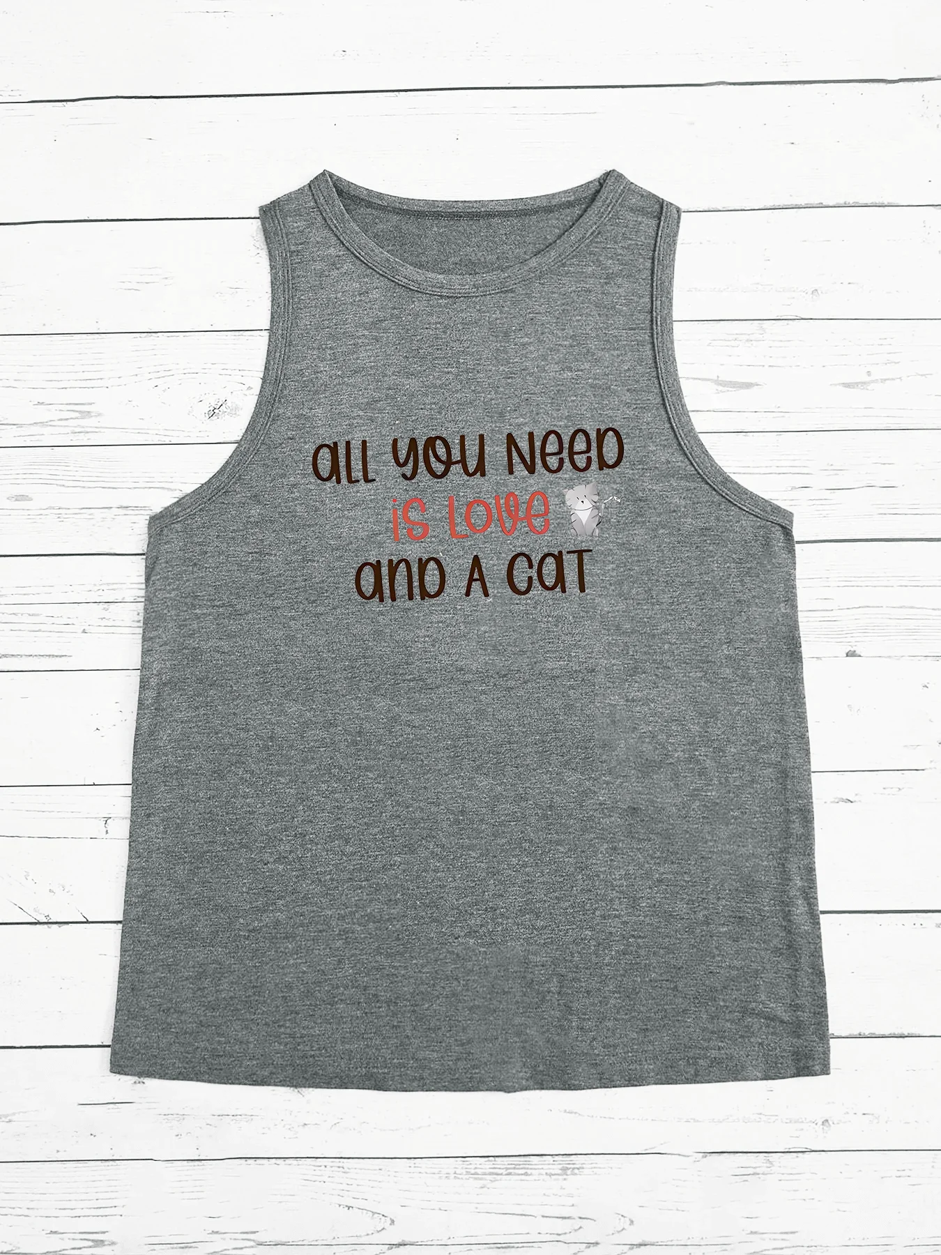 Need Is Love And A Cat  Fashion Funny Sports Women's Tank Top Loose O Neck Sleeveless Casual Tank