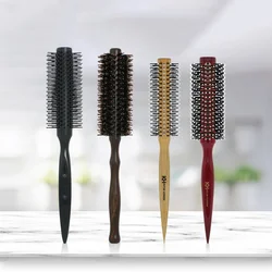 Round Nylon Hair Brush With Wooden Handle Hairdressing Anti Static Professional Barber Hair Comb Styling Tool For Men Women Use