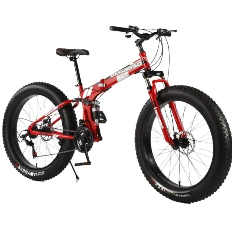 AliExpress SKIG Outdoor Folding Snow Bike Soft Tail Mountain Bike 4.0 Wide Fat Big Tires Variable Speed 26