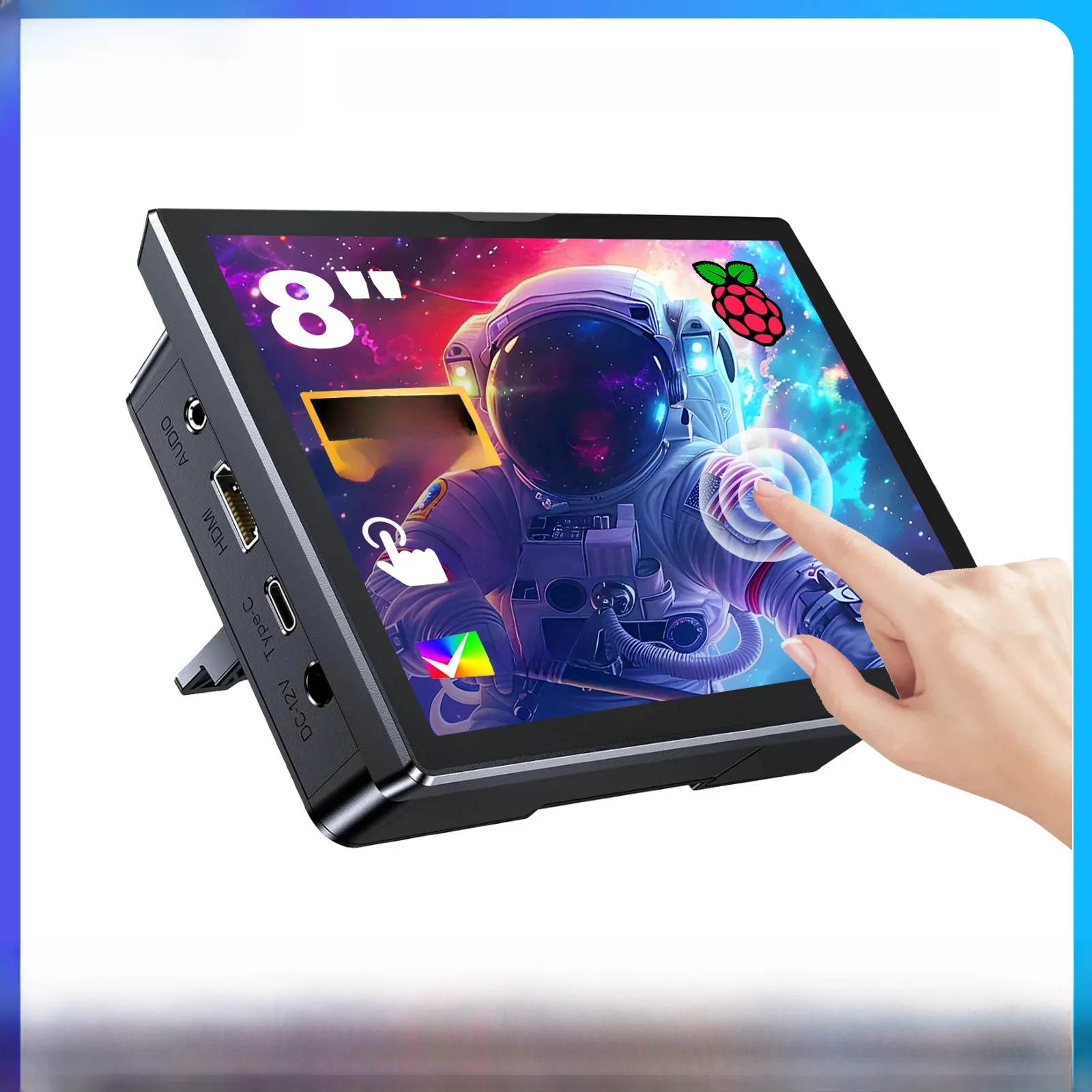 8 inch Raspberry Pi 5 4 Monitor LCD-scherm 1280x800 16:10 Touchscreen HDMI USB voor DIY Pi 4 3 Ingebouwde ventilatoren Luidspreker - afbeelding 2