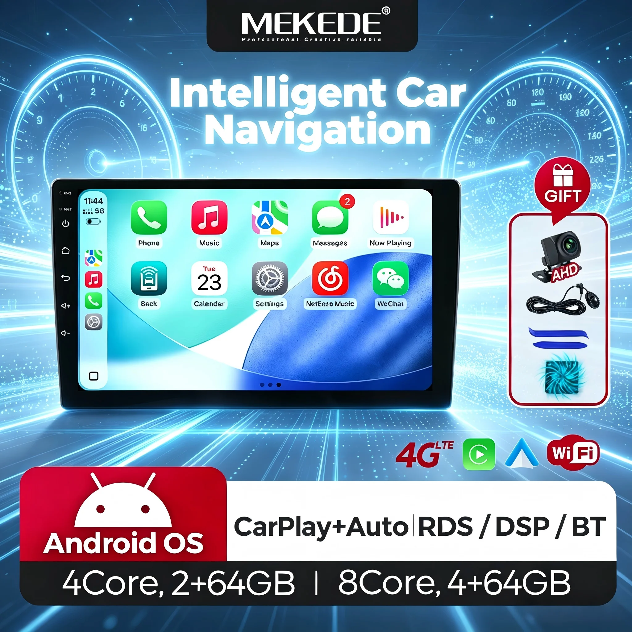 7 9 10 Zoll Android Autoradio 8-Kern 4G LTE Autoradio 64GB Wireless CarPlay Android Auto FM RDS Multimedia-Player Auto-Headunit