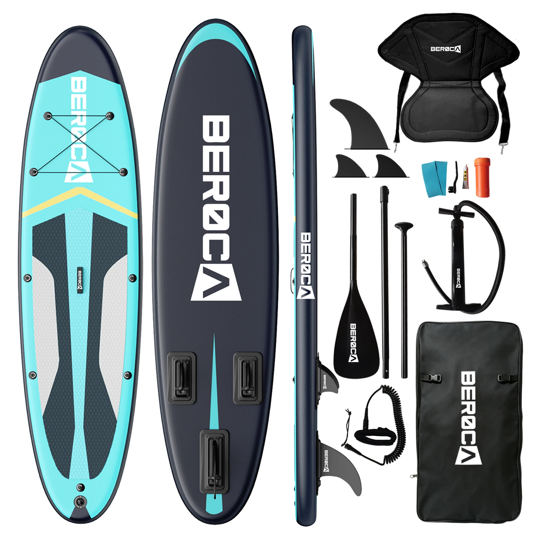 Opblaasbaar SUP Board 320×80cm, 160KG Draagvermogen, Opvouwbaar Stand Up Paddle Board, Antislip Waterdichte Surfplank voor Volwassenen, Dubbelpersoons Watersport.