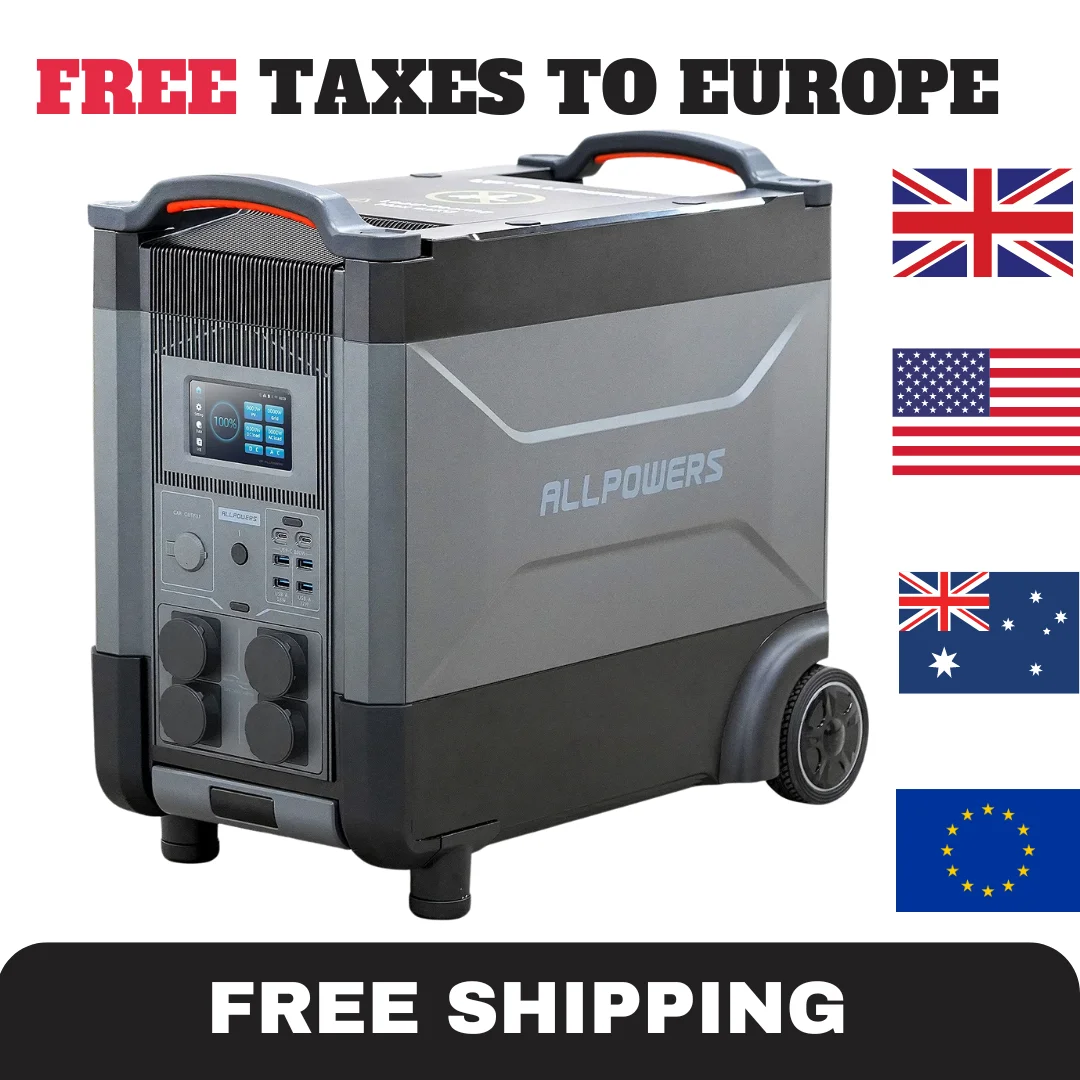 R4000 LiFePO4 Battery, 3600Wh Power Station 4000W Portable Generator, Expandable Battery for Power Outage, Travel，UPS