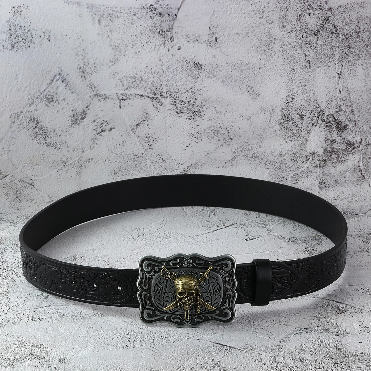 เข็มขัดลายกะโหลกปาล์มสไตล์เรโทรดาร์กโกธิคพังก์ 1 เส้น เข็มขัดสำหรับใส่ในชีวิตประจำวัน