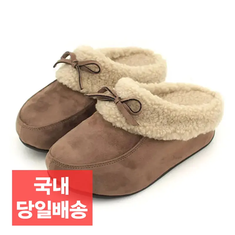 [Trisha] 5cm ribbon point full fur-line slippers ALW-SG017