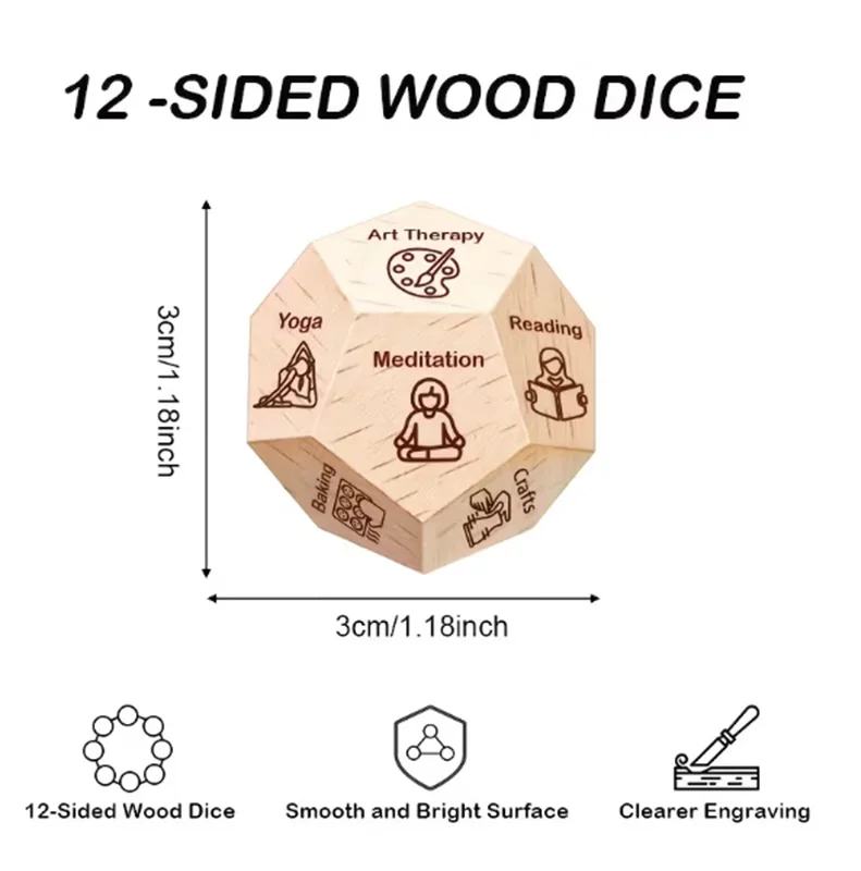 1 Pcs Care & Mindfulness Decision-Making Die (12-Sided) – A Fun Game for Men & Women; Perfect Gift for Birthdays, Anniversaries,