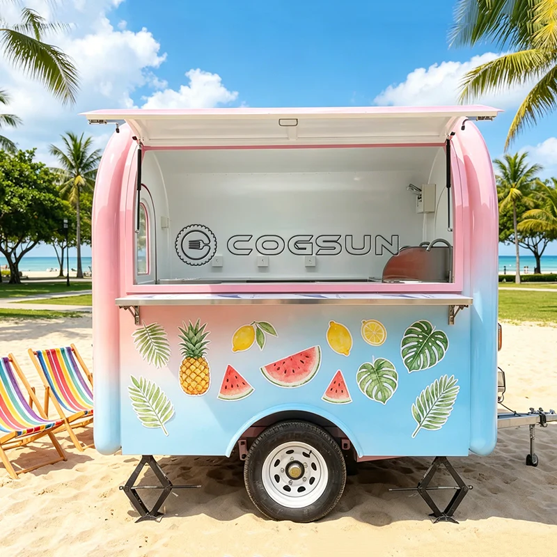 COGSUN Mobile Food Trailers Outdoor Camper Trailer Customized Fully Equipped Coffee Snack Shop Bbq Restaurant Food Truck