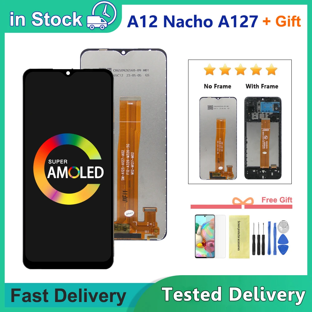 6.5\'\' For Samsung A12 Nacho SM-A127F A127 LCD with frame Display Touch Screen Digitizer Assembly For Samsung A127