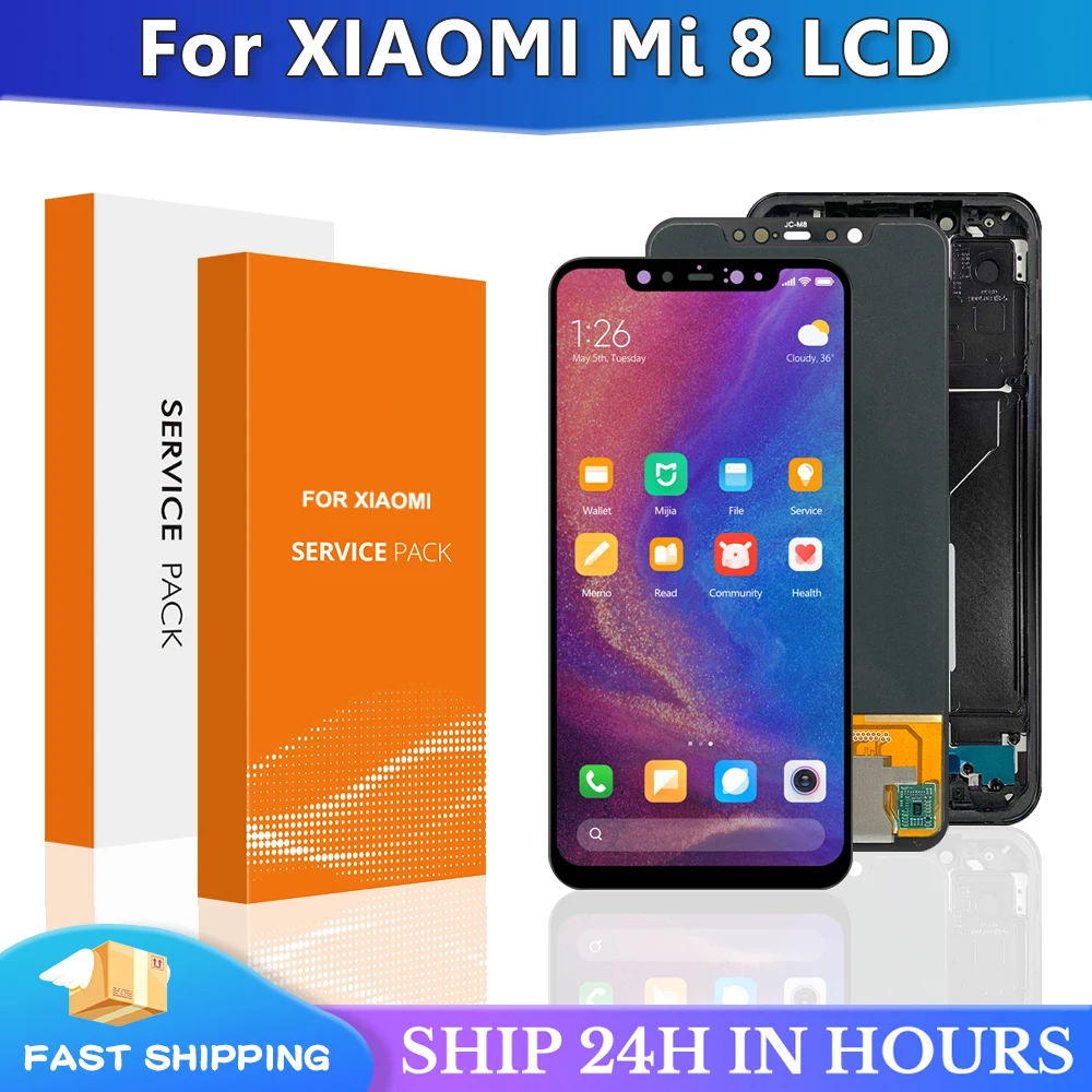 6.21\'\' Surper AMOLED Display For Xiaomi Mi 8 Mi8 LCD Touch Screen Replacement Digitizer Assembly For Mi 8 M1803E1A LCD Screen